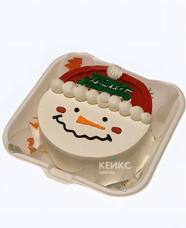 Милый бенто торт на новый год со снеговиком Фото