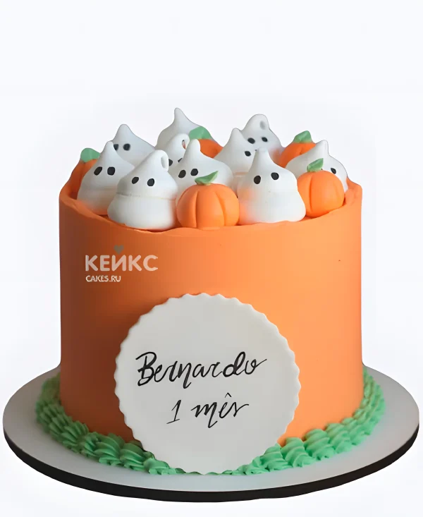 Милый оранжевый бенто торт на Хэллоуин Фото