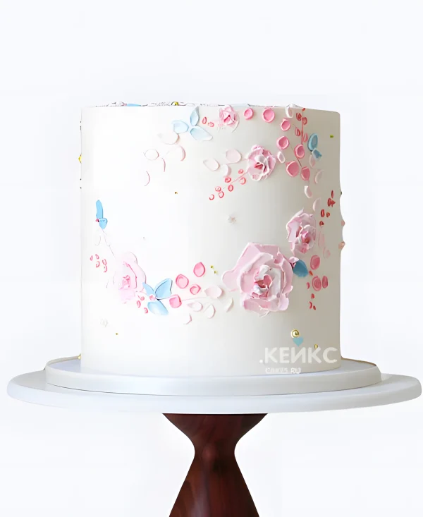 Минималистичный нежный торт на свадьбу Фото