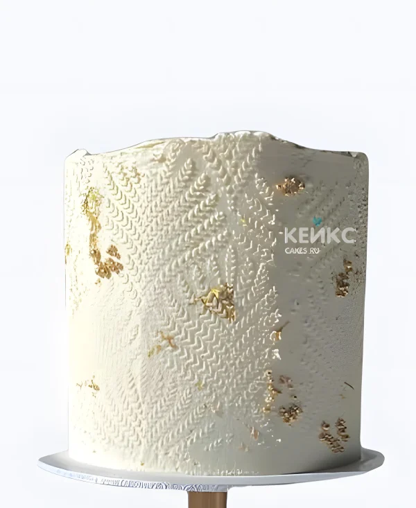 Минималистичный свадебный небольшой торт с позолотой Фото