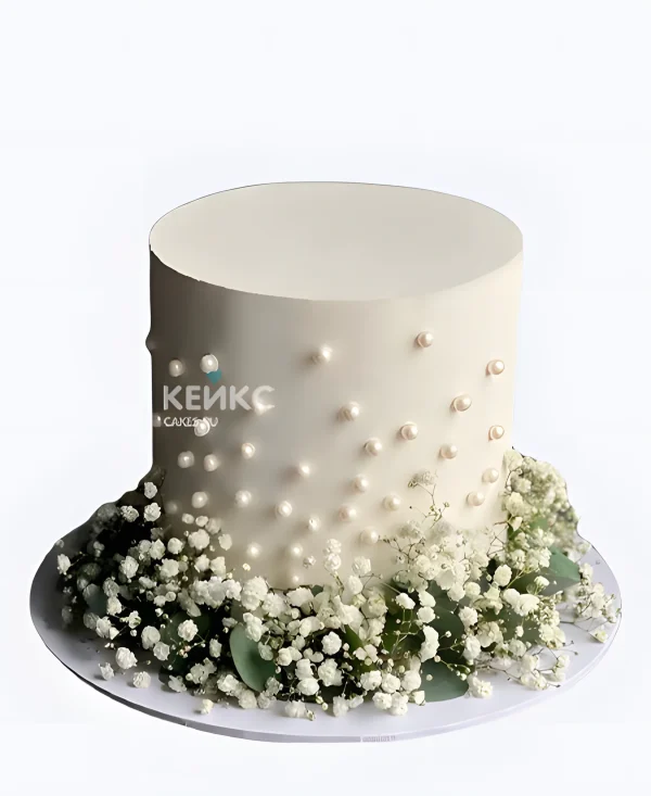 Белый свадебный торт минимализм Фото