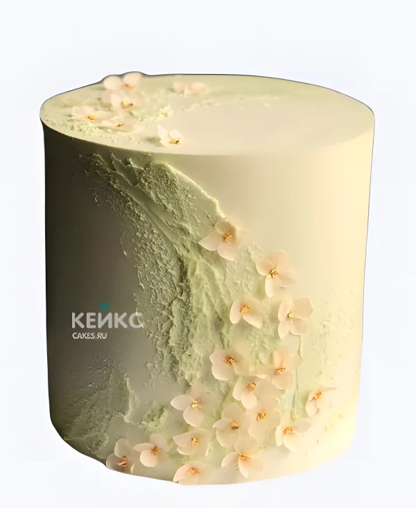 Минималистичный торт персикового цвета на свадьбу Фото