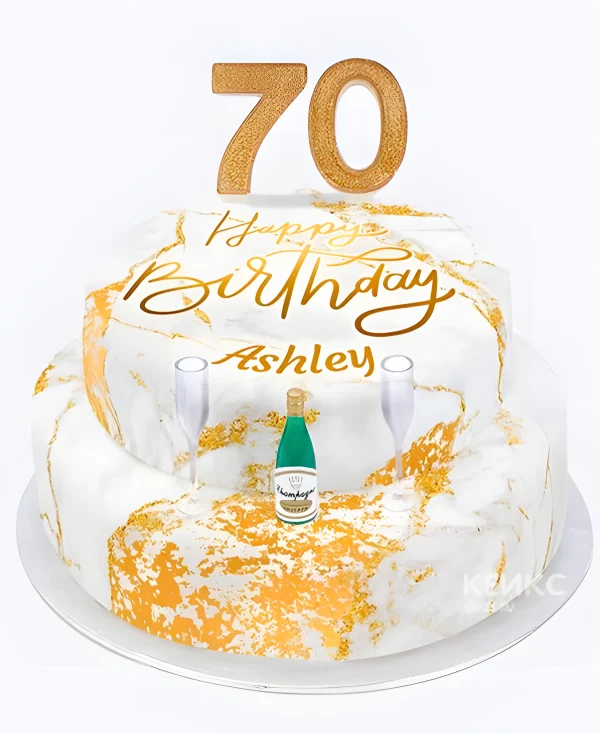 Мраморный торт на юбилей 70 лет Фото