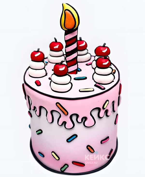 Мультяшный розовый торт девочке Фото