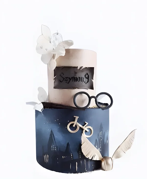 Насыщенный тортик с ночным городом по Гарри Поттеру Фото