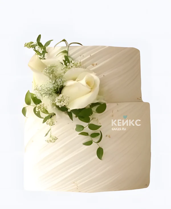 Недорогой свадебный торт Белая роза Фото