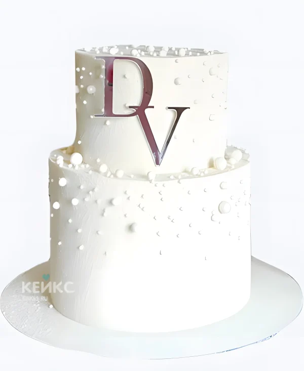 Недорогой свадебный торт Инициалы Фото