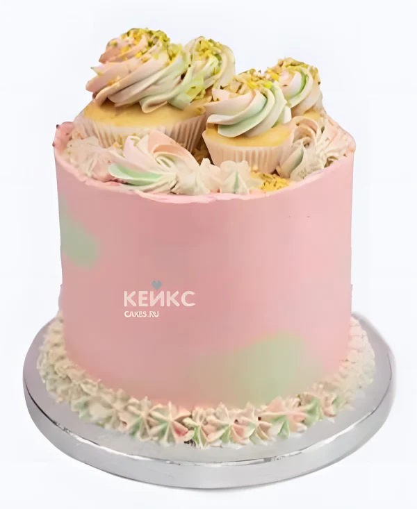 Необычный розовый торт на день рождения девочке Фото