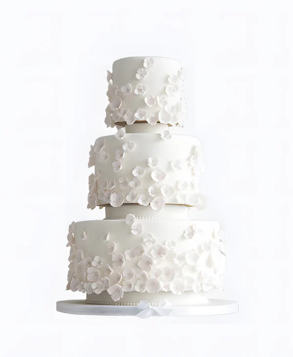 Необычный трендовый торт на свадьбу с цветочками Фото