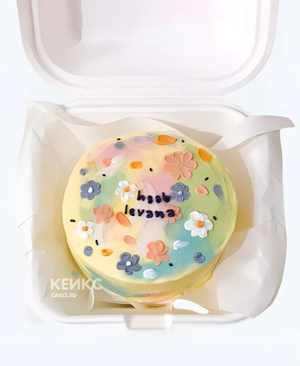 Нежный детский бенто торт в пастельных тонах Фото