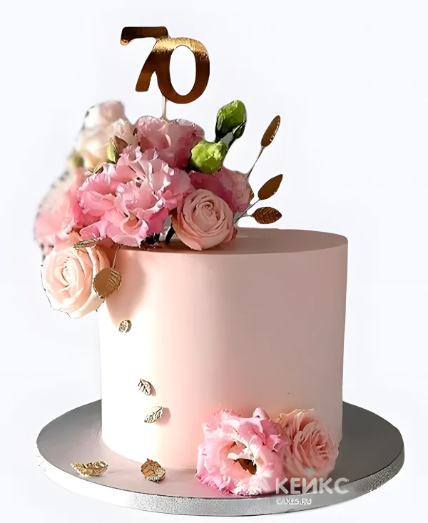 Торт с букетом на день рождения 70 лет Фото