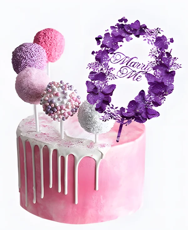 Нежный торт с топпером на сватовство Фото