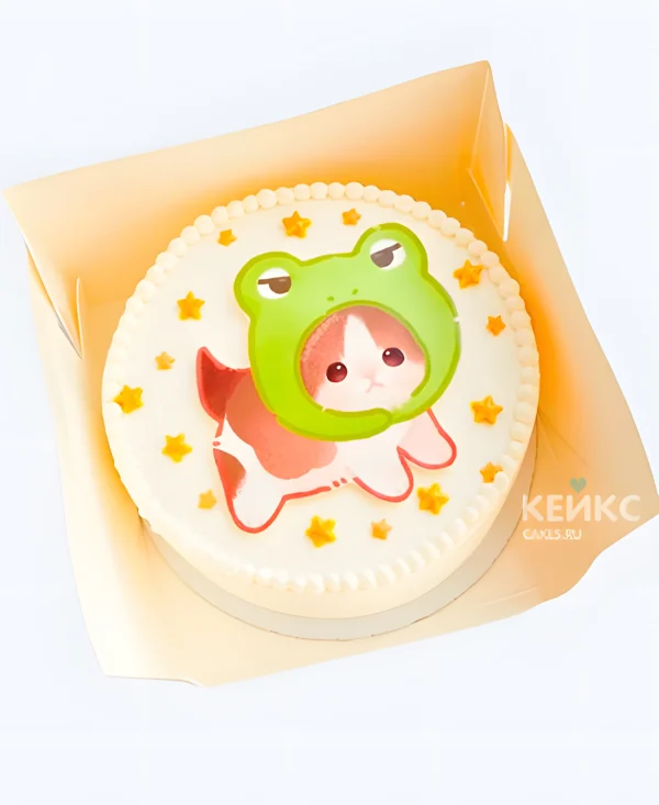 Очаровательный бенто-торт на 12 лет с котом в шапочке Фото