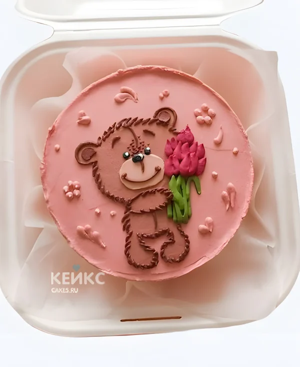 Очаровательный бенто-торт на 9 лет с мишкой Фото