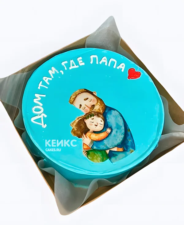 Очаровательный голубой торт на день отца Фото