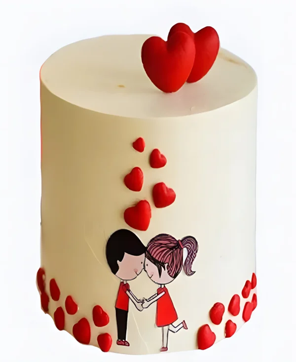 Очаровательный торт с влюбленными на сватовство Фото