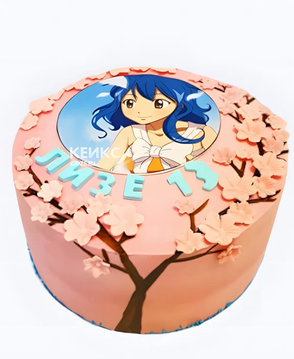 Персиковый торт на день рождения аниме Хвост Феи Фото