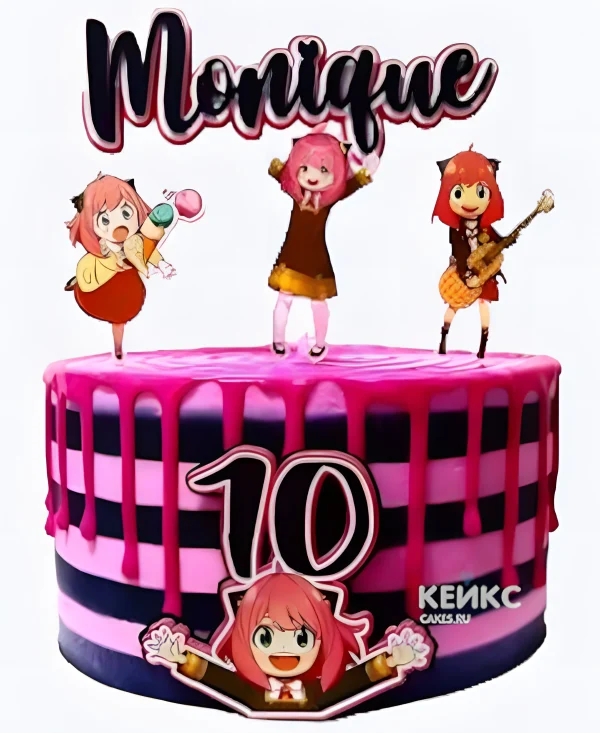 Полосатый торт на день рождения аниме Семейка шпионов Фото