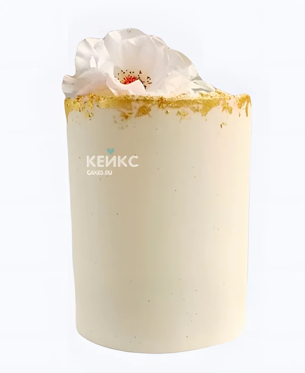 Позолоченный минималистичный торт на свадьбу Фото