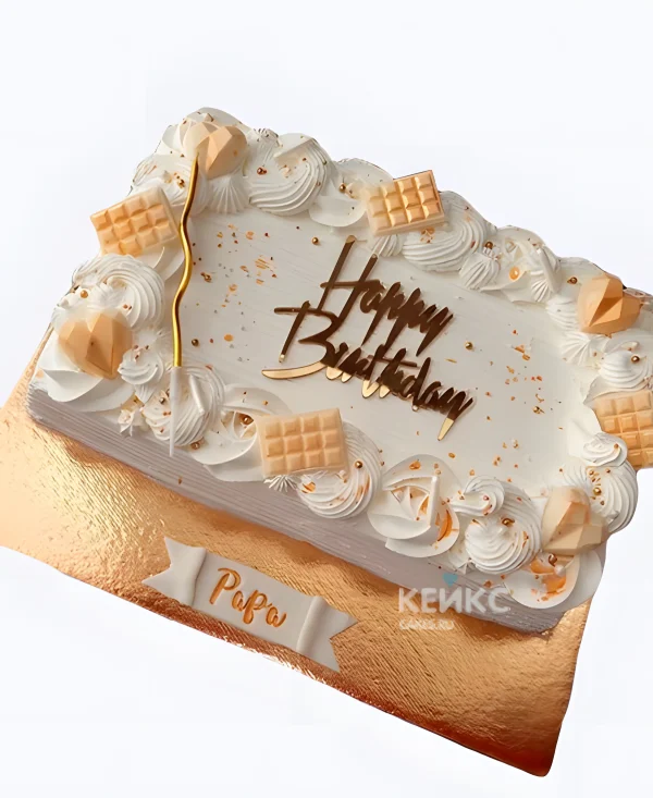 Прямоугольный торт на юбилей с сердцами Фото