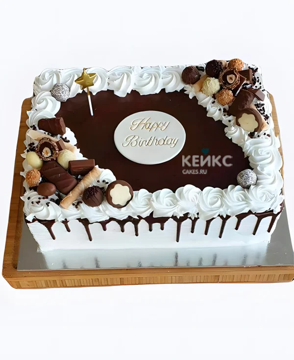 Большой прямоугольный торт на юбилей Фото