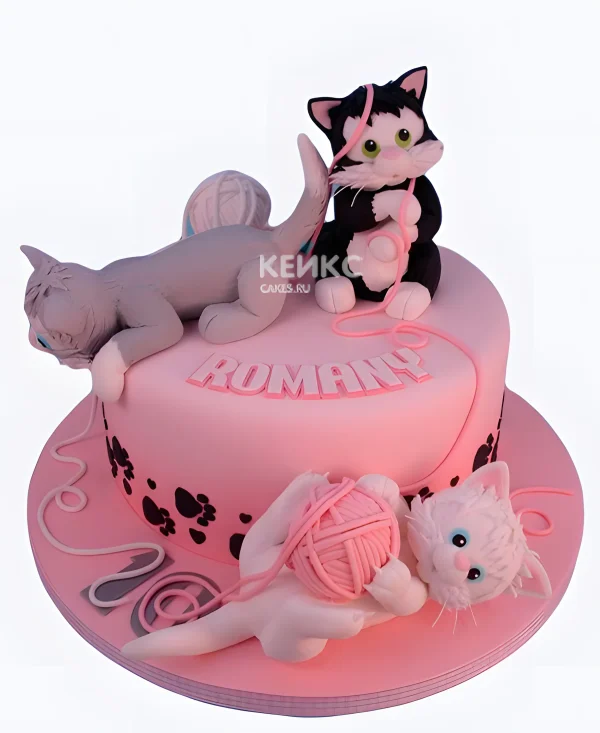 Прикольный торт с котами на юбилей Фото