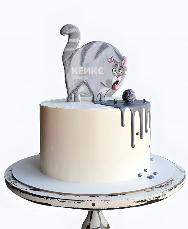 Прикольный торт с котом на юбилей Фото