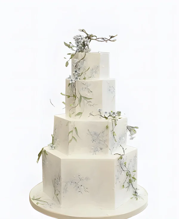 Расписной трендовый торт на свадьбу Фото