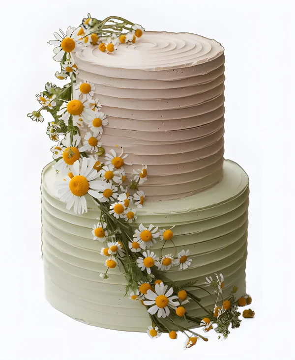 Рифленый торт с ромашками Фото