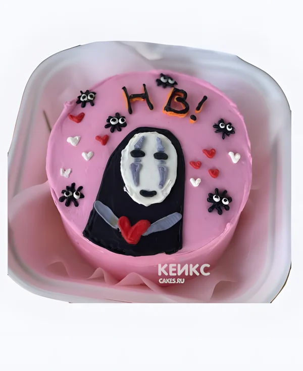 Розовый бенто-торт на день рождения аниме Унесенные призраками Фото