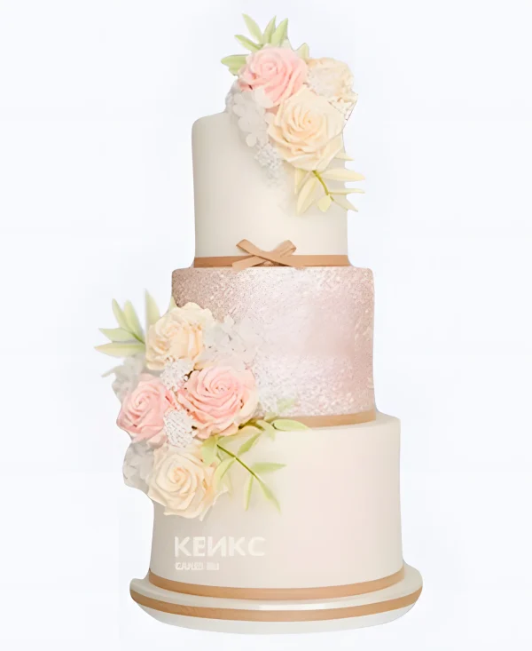Розовый свадебный торт Деликатность Фото