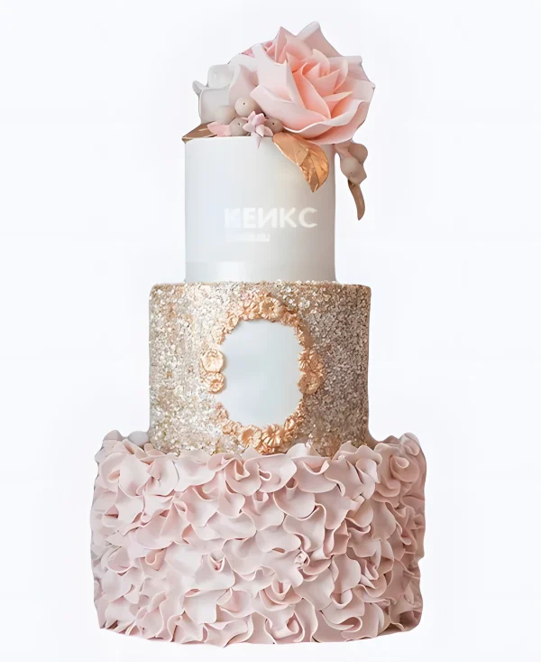 Розовый свадебный торт Изящность Фото