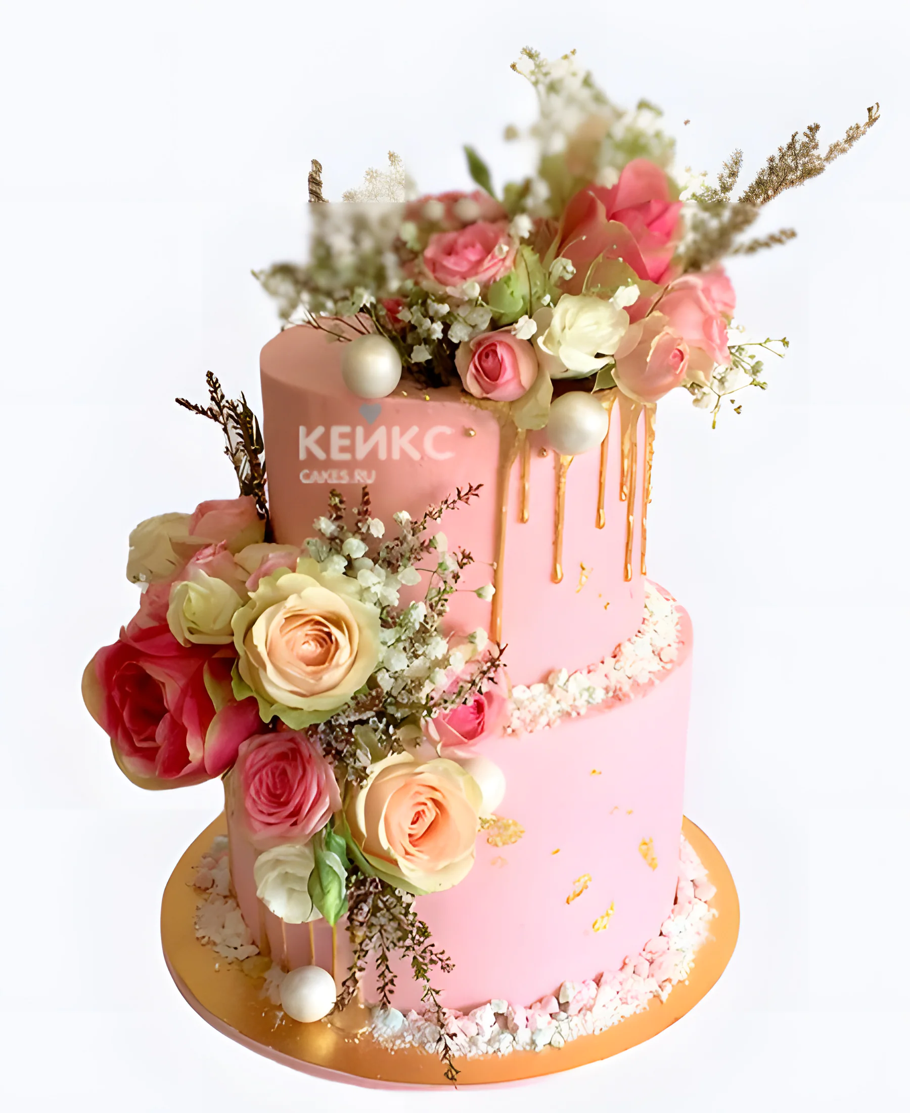 Розовый свадебный торт Изысканный Фото