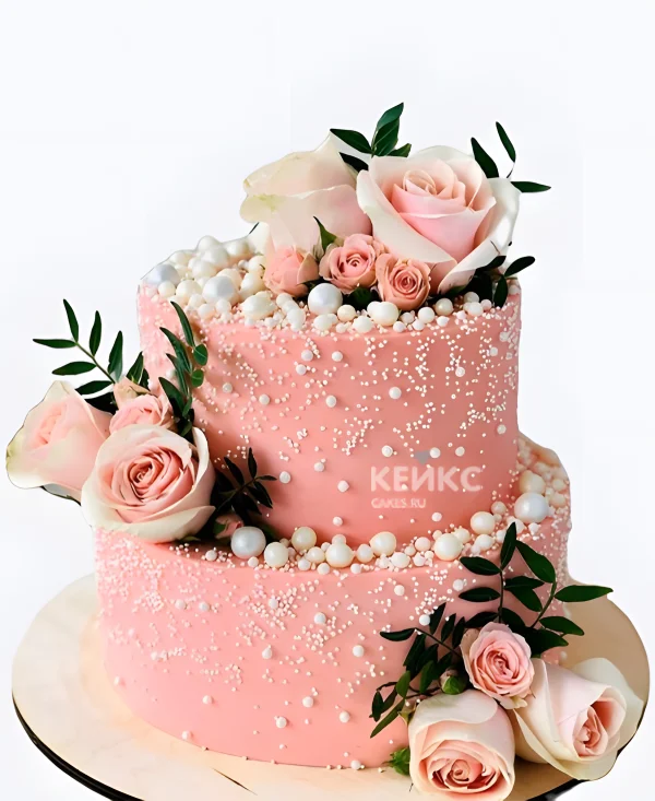 Розовый свадебный торт Шик Фото