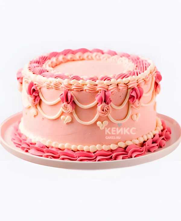 Розовый торт на день рождения девочке Фото