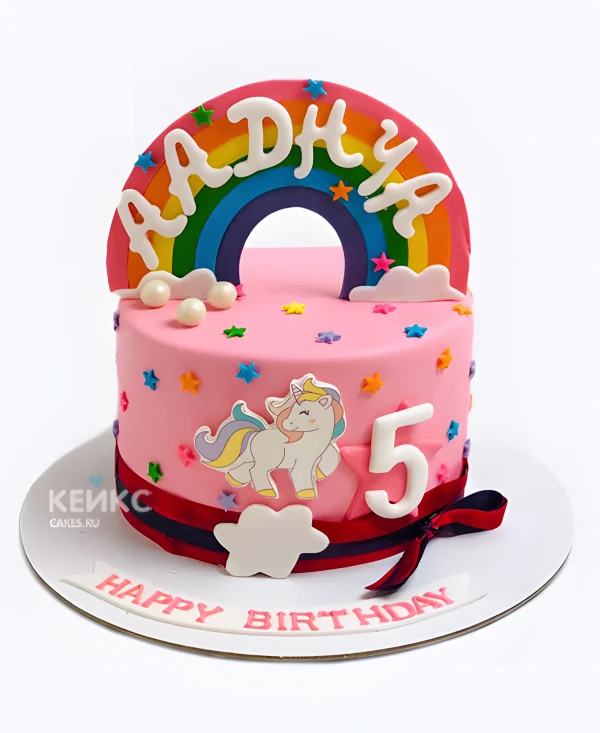 Розовый торт с единорогом девочке Фото
