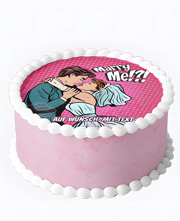 Розовый торт на сватовство с фотопечатью Фото