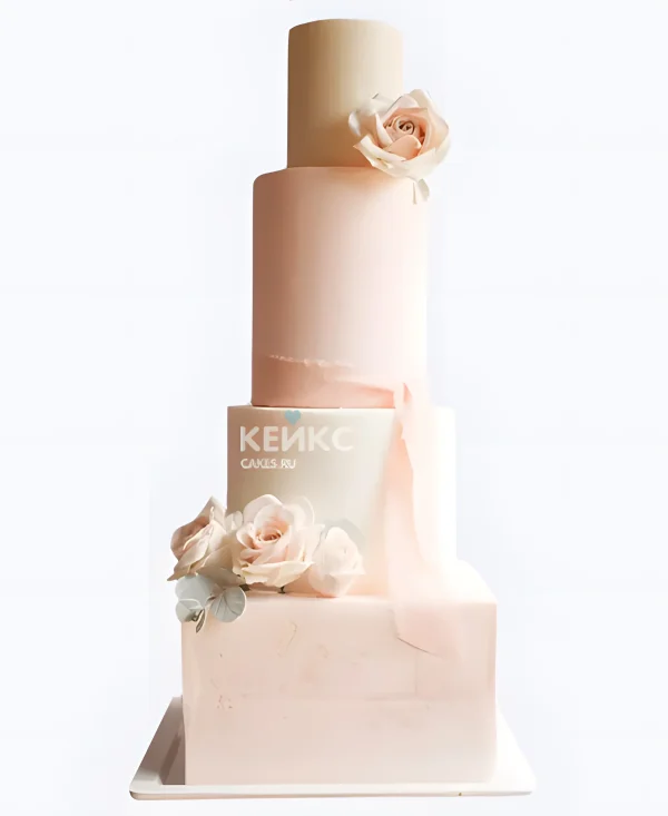 Шикарный свадебный торт Элегантный розовый Фото