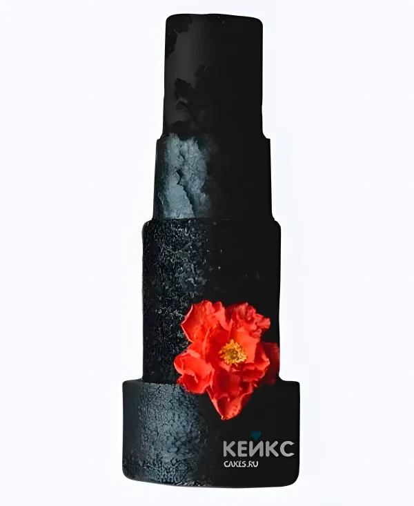Шикарный свадебный торт Красный цветок на черном Фото