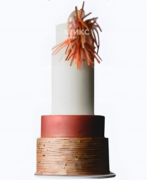 Шикарный свадебный торт с помпоном Фото