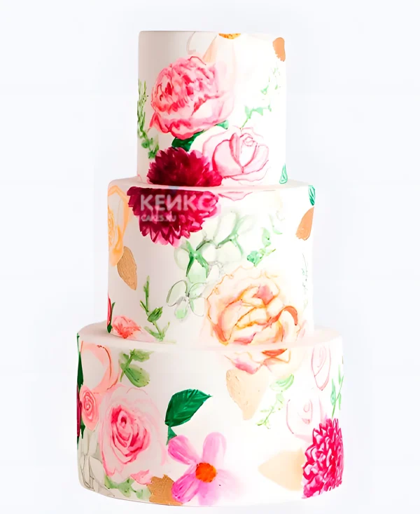 Шикарный свадебный торт Цветочный рисунок Фото