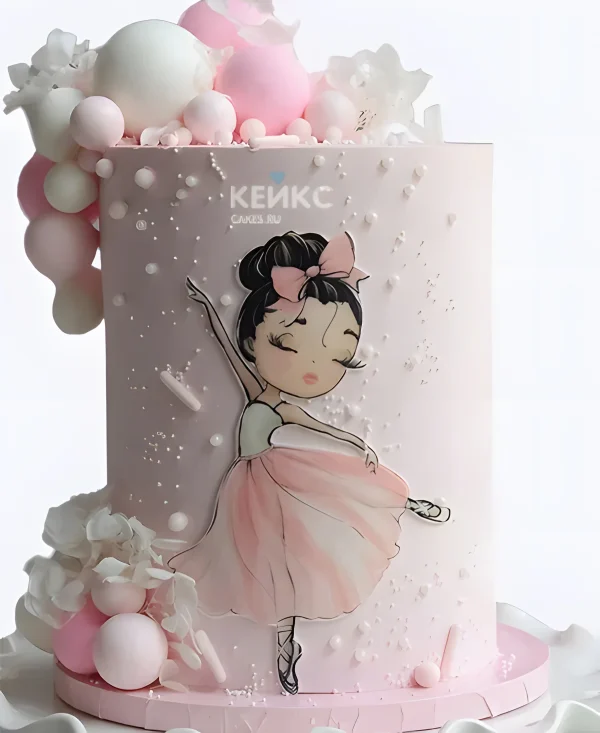 Симпатичный торт с балериной для девочки Фото