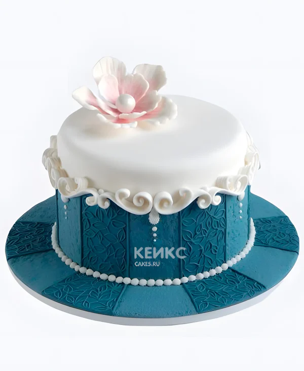 Синий свадебный торт Изящный Фото