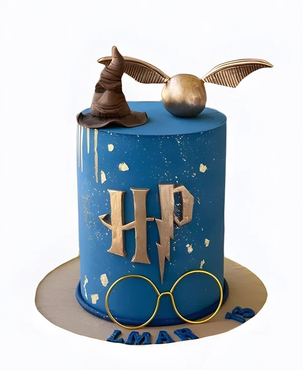 Синий тортик с шляпой по Гарри Поттеру Фото