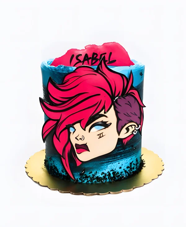 Синий торт на день рождения Аркейн Фото