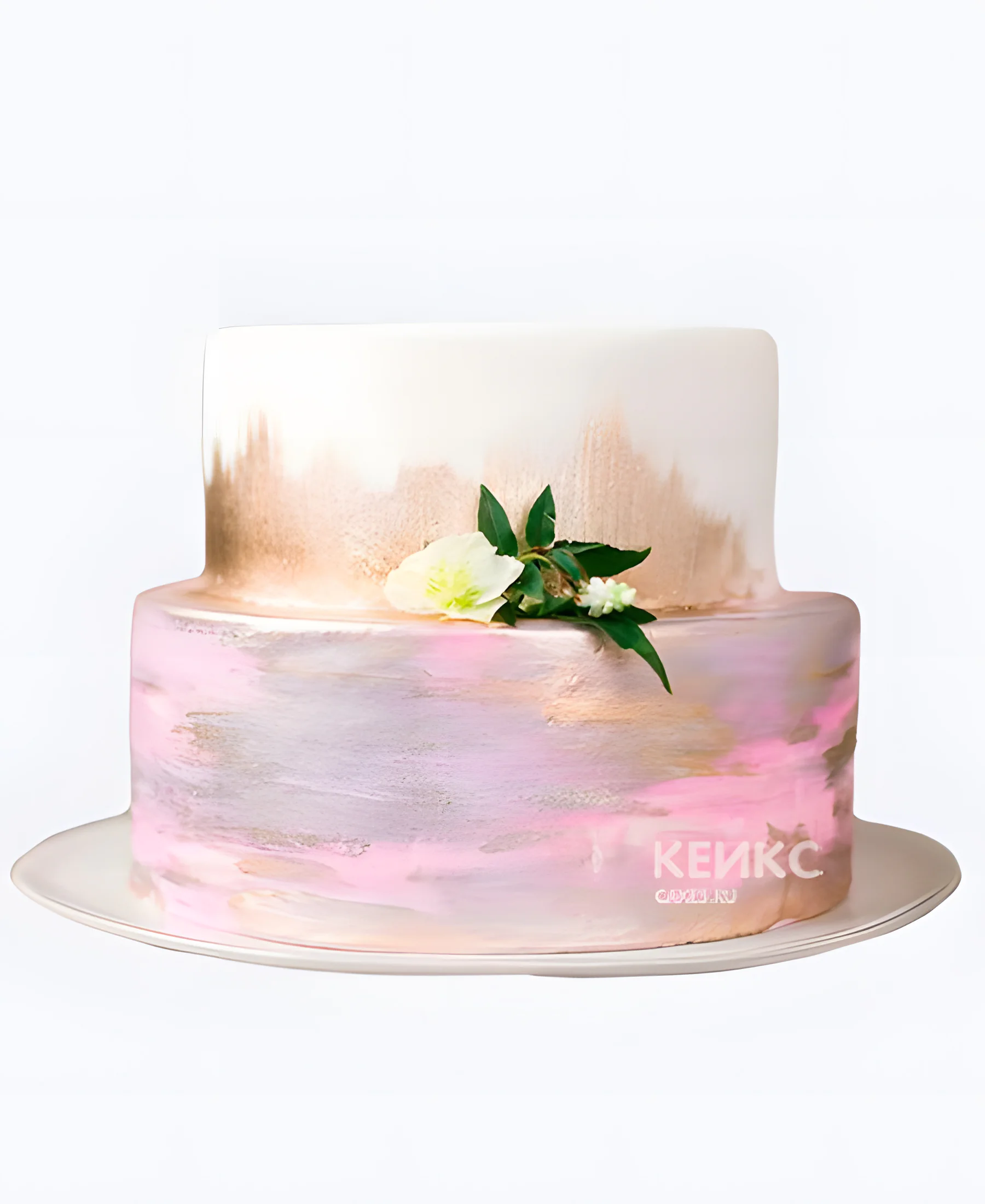 Сиреневый свадебный торт Разноцветные мазки Фото