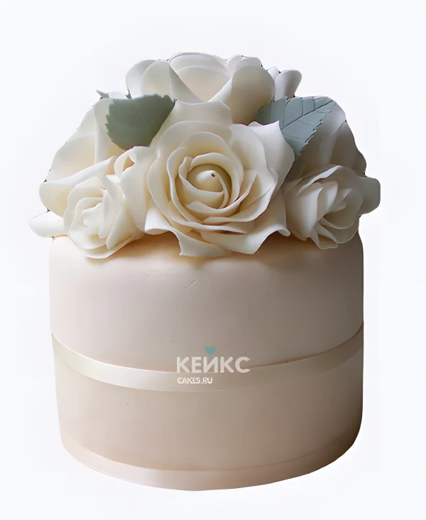 Свадебный торт из мастики Букет из роз Фото