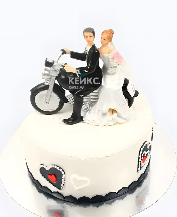 Свадебный торт из мастики На мотоцикле Фото