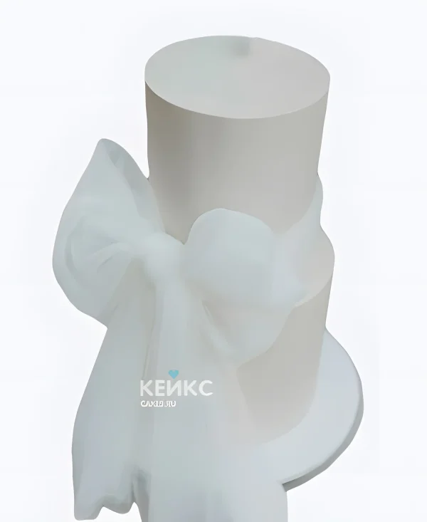 Свадебный торт с бантом Белоснежный Фото