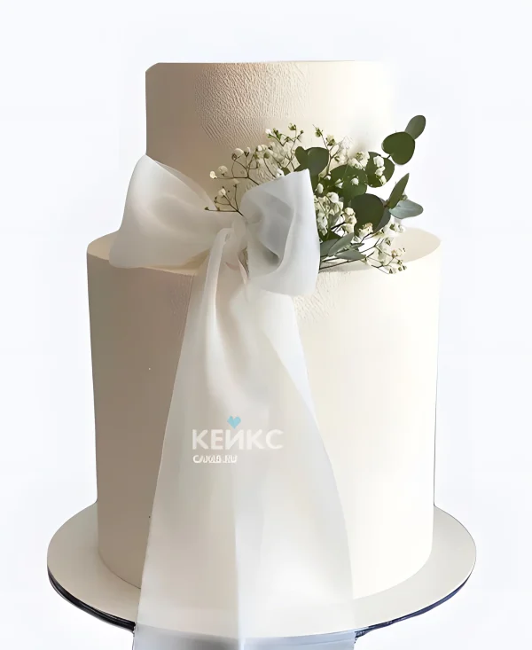 Свадебный торт с бантом велюровый Фото
